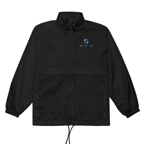 Unisex windbreaker (blue logo & website)